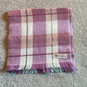 Pink Plaid Scarf, 100% Cashmere, 3’ 1” long